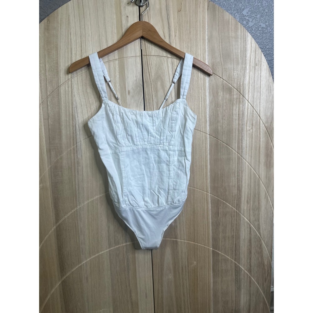 Abercrombie & Fitch White Sleeveless Cotton Bodysuit
